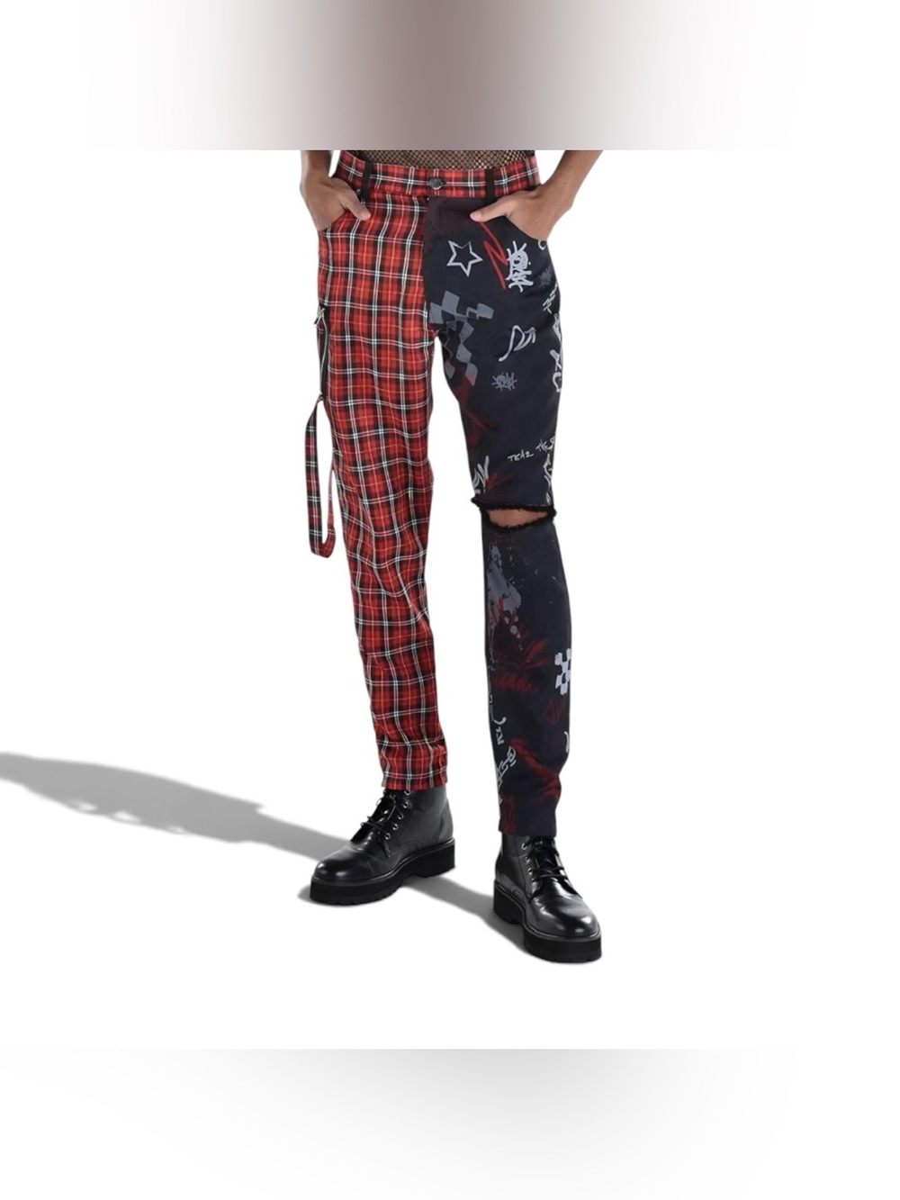 Black & Red Dual Color Plaid Pants